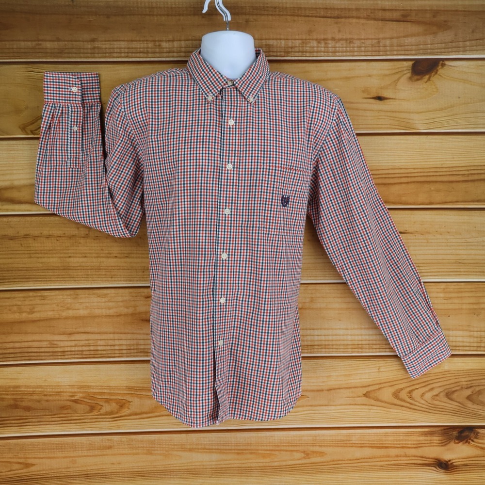Chaps Long Sleeve Button Down Shirt Mens Size L Colorful Checks Easy Care Pocket